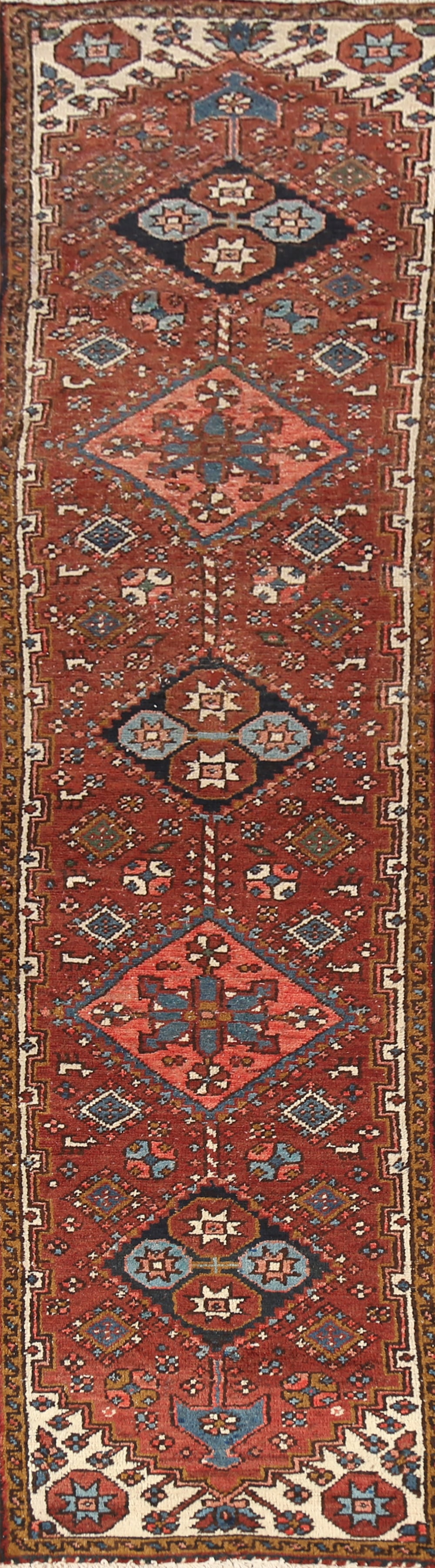 Pre-1900 Vegetable Dye Heriz Serapi Persian Runner Rug 2x11 (1 of 20)
