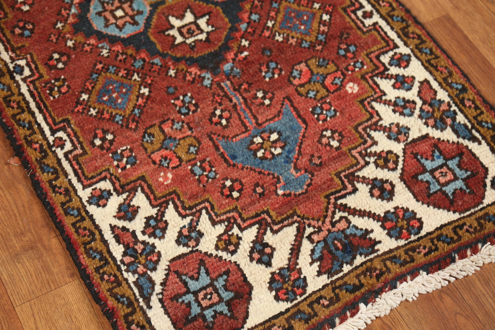 Pre-1900 Vegetable Dye Heriz Serapi Persian Runner Rug 2x11 - 7