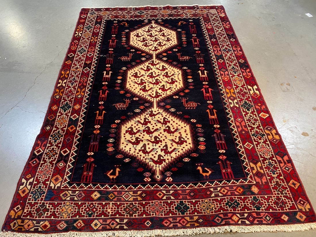 Unique Persian Afshar Rug 4.3x6.2 - 2