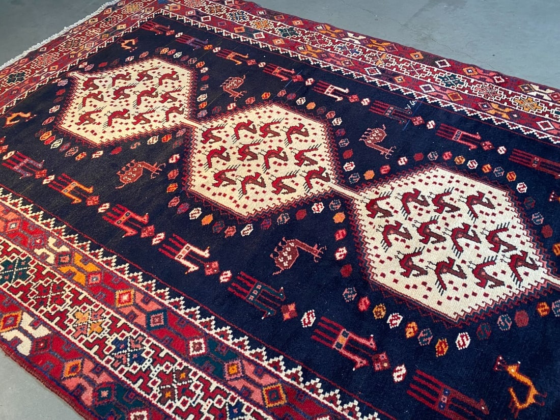 Unique Persian Afshar Rug 4.3x6.2 - 9