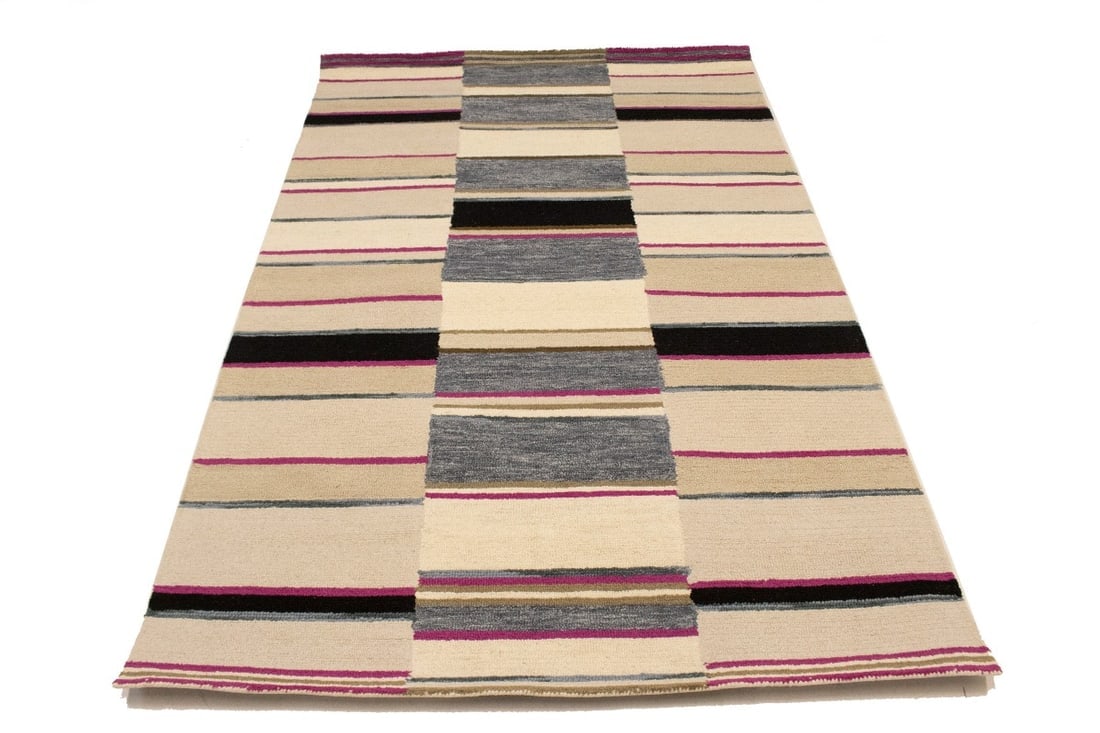 Multicolored Stripes 5X8 Hand-Tufted Modern Rug - 3