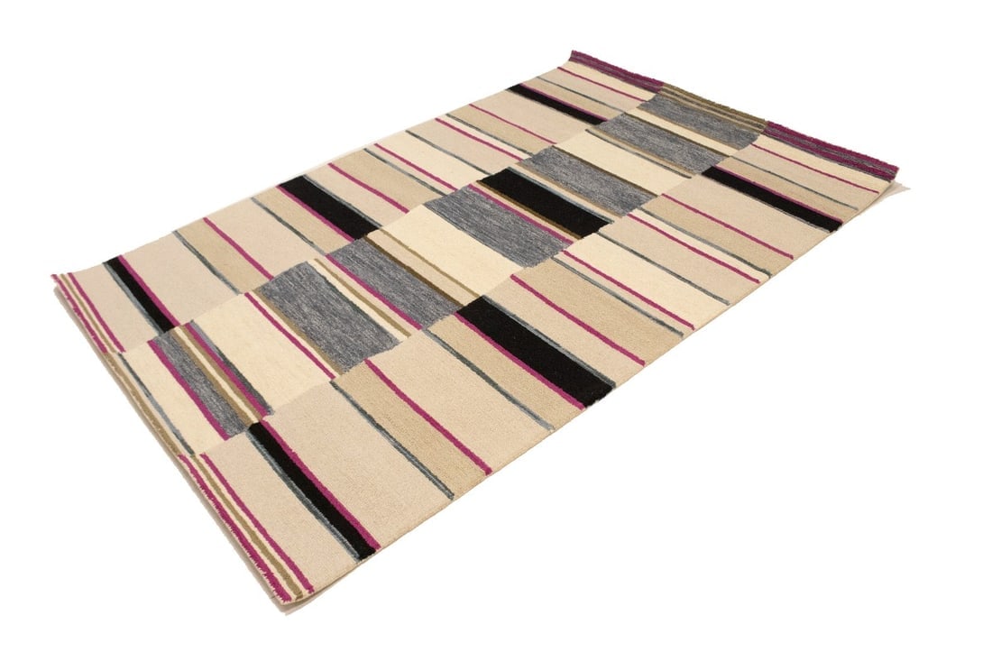 Multicolored Stripes 5X8 Hand-Tufted Modern Rug - 4