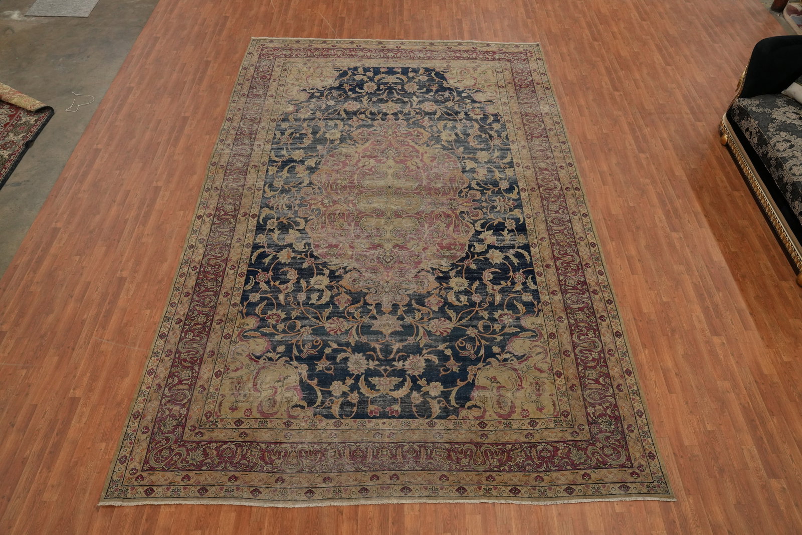 Pre-1900 Vegetable Dye Kerman Ravar Persian Large Rug 10x17 - 2