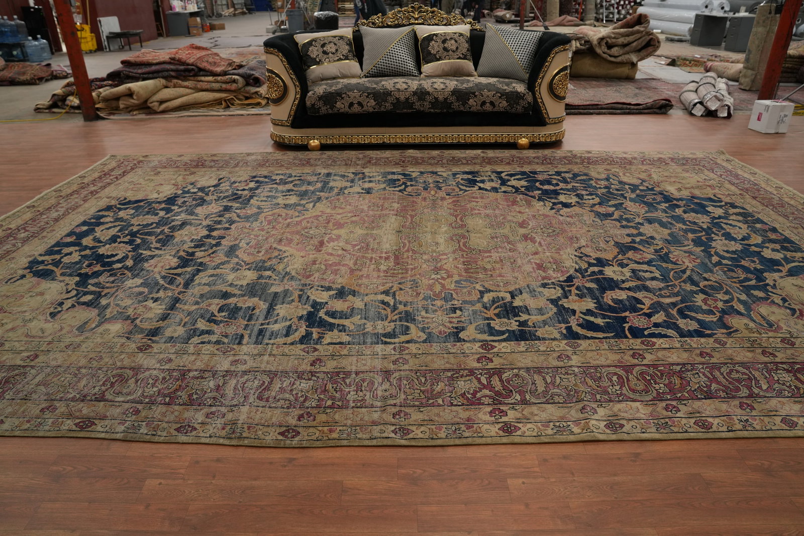 Pre-1900 Vegetable Dye Kerman Ravar Persian Large Rug 10x17 - 3