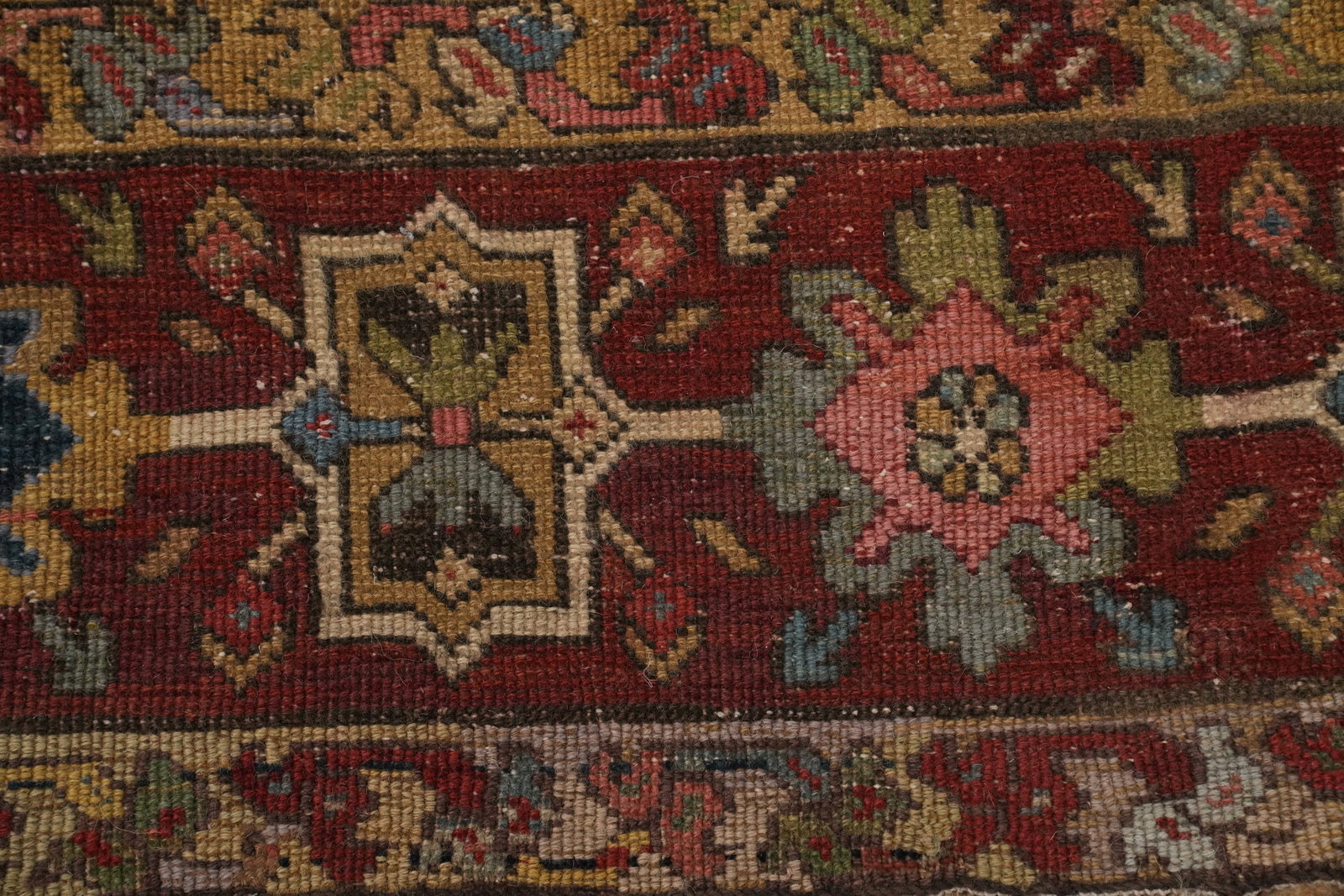 Pre-1900 Vegetable Dye Heriz Bakhshayesh Persian Rug 8x17 - 12