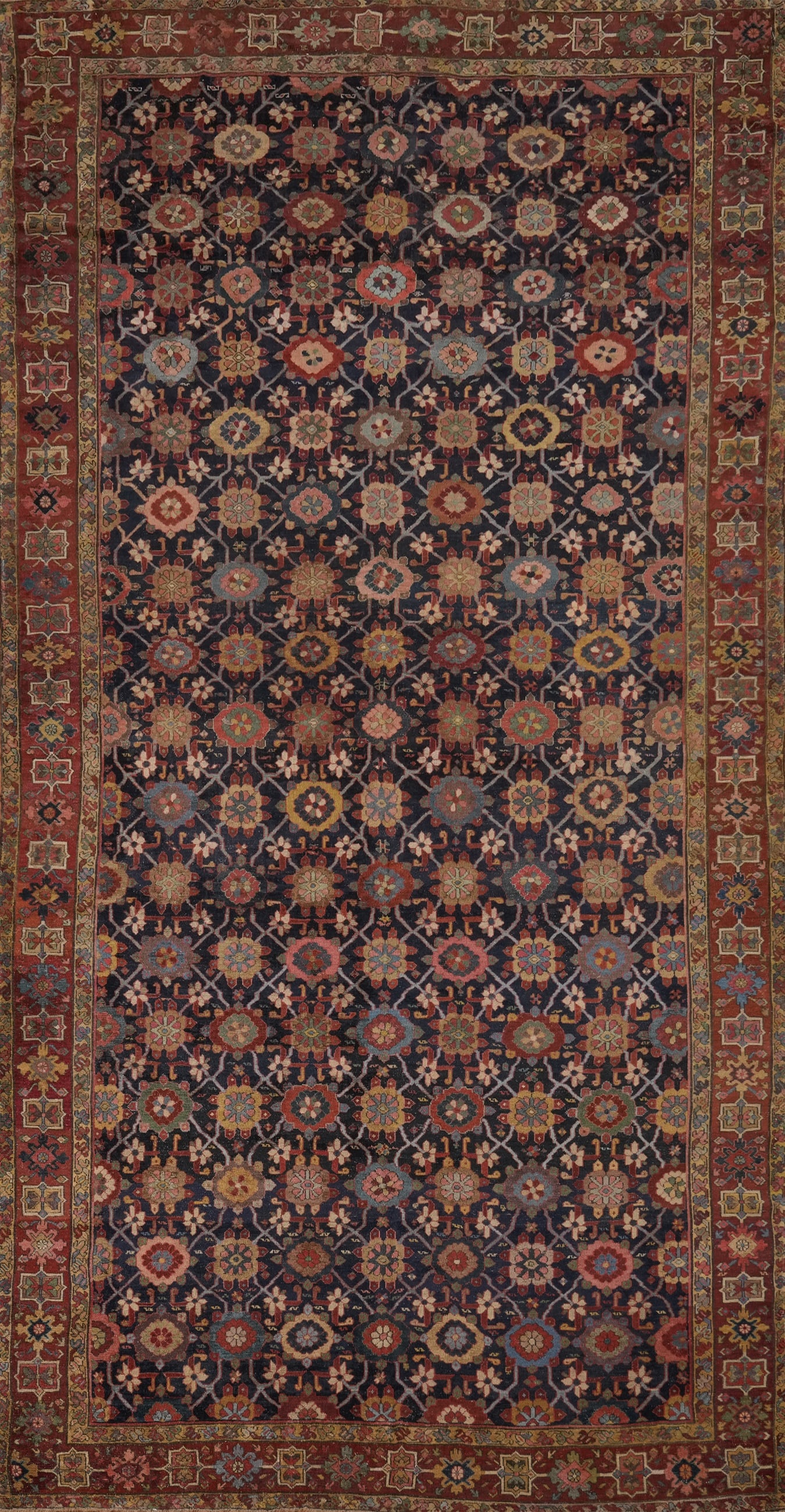 Pre-1900 Vegetable Dye Heriz Bakhshayesh Persian Rug 8x17 (1 of 18)