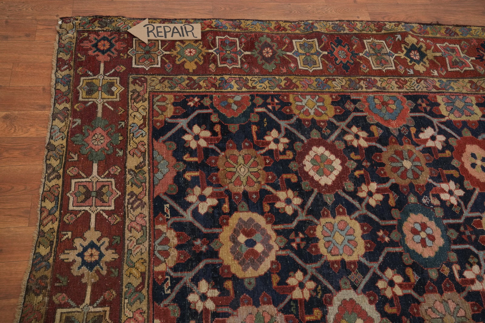 Pre-1900 Vegetable Dye Heriz Bakhshayesh Persian Rug 8x17 - 6