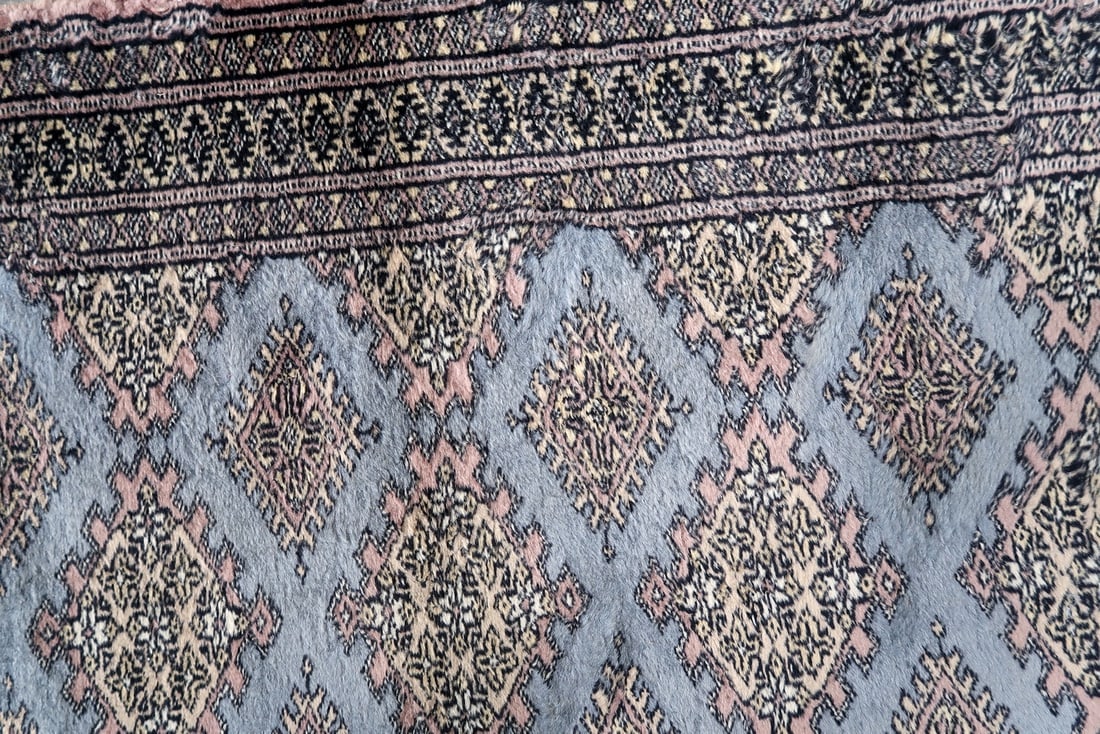 Handmade vintage Uzbek Bukhara runner 2.4' x 8' (75cm x 244cm) 1960s - 5