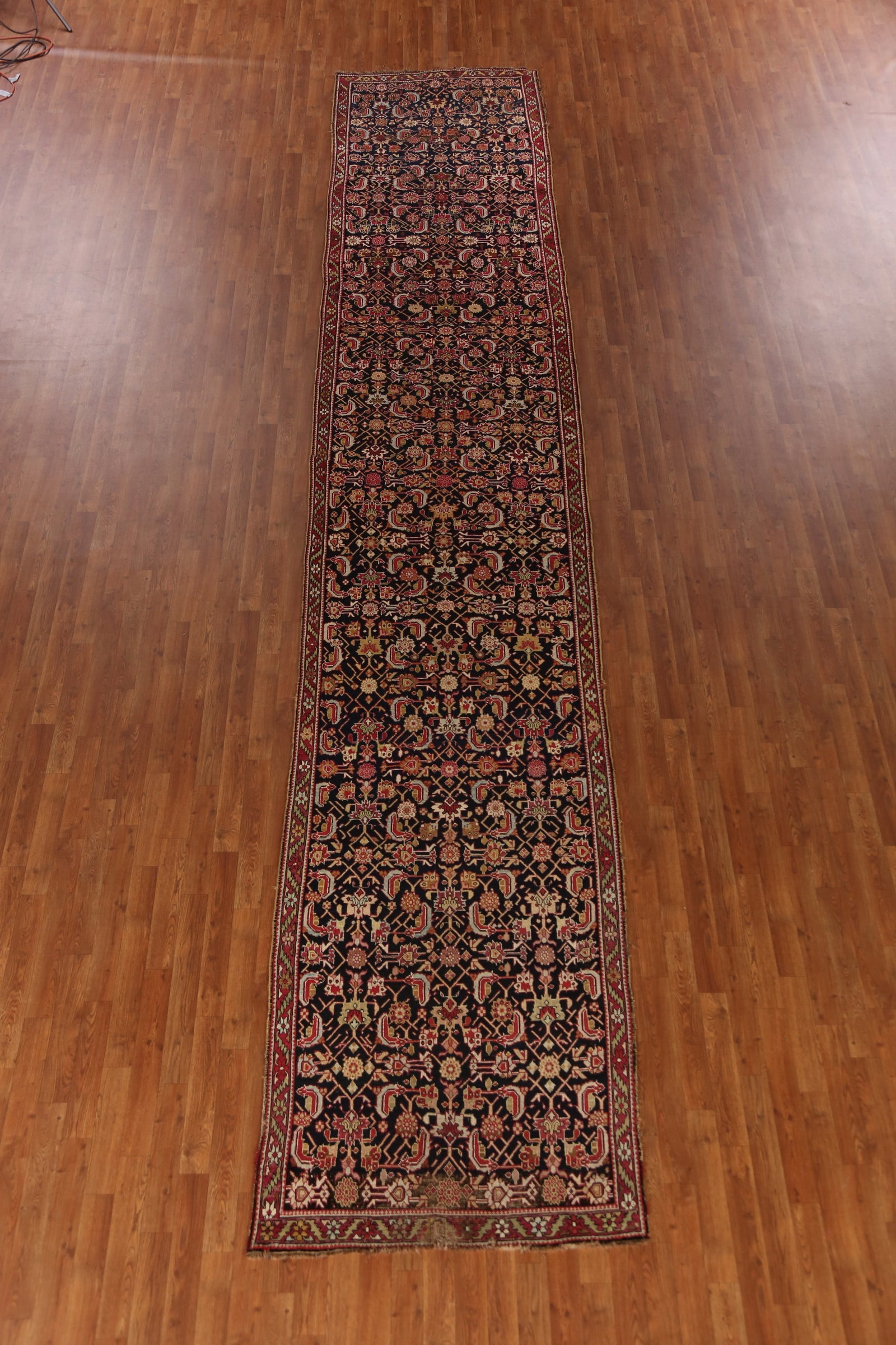 Pre-1900 Vegetable Dye Karabagh Persian Runner Rug 4x20 - 4