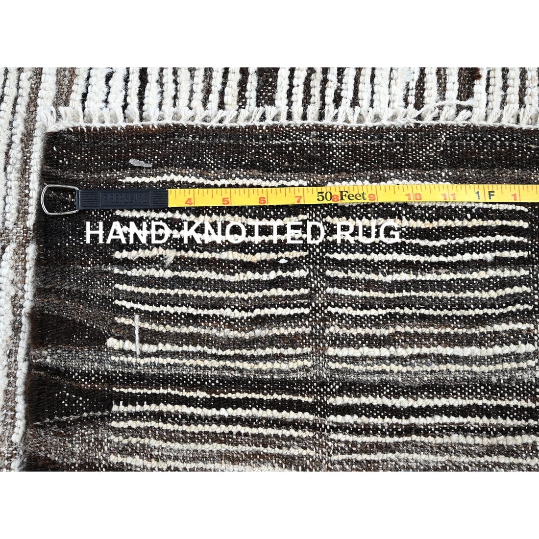 Daisy White Moroccan Weave with Box Design Hand Knotted Pure Wool Rug - 11