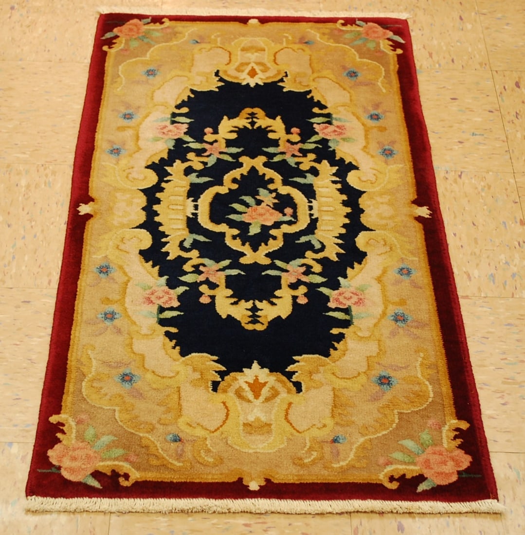 CHINESE NICHOLS RUG 2x3.10: Title:CHINESE NICHOLS RUG 2x3.10 Description:ANTIQUE ESTATE TREASURE ART DECO WALTER NICHOLS CHINESE RUG with exact size of 2' x 3' 10" ....Gorgeous Chinese floral field design over multi-color