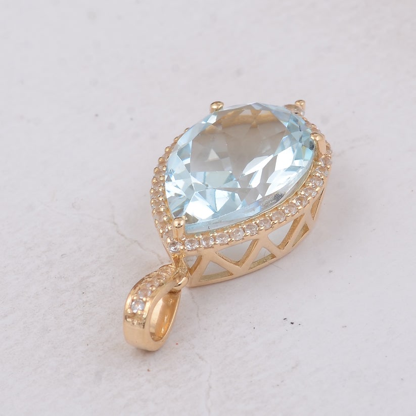 4.11 Ct Pear Aquamarine 9K Gold Pendant - 2