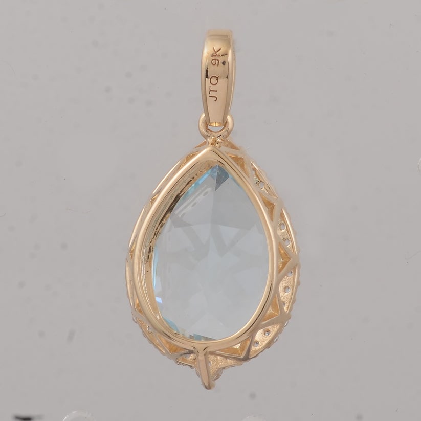 4.11 Ct Pear Aquamarine 9K Gold Pendant - 4