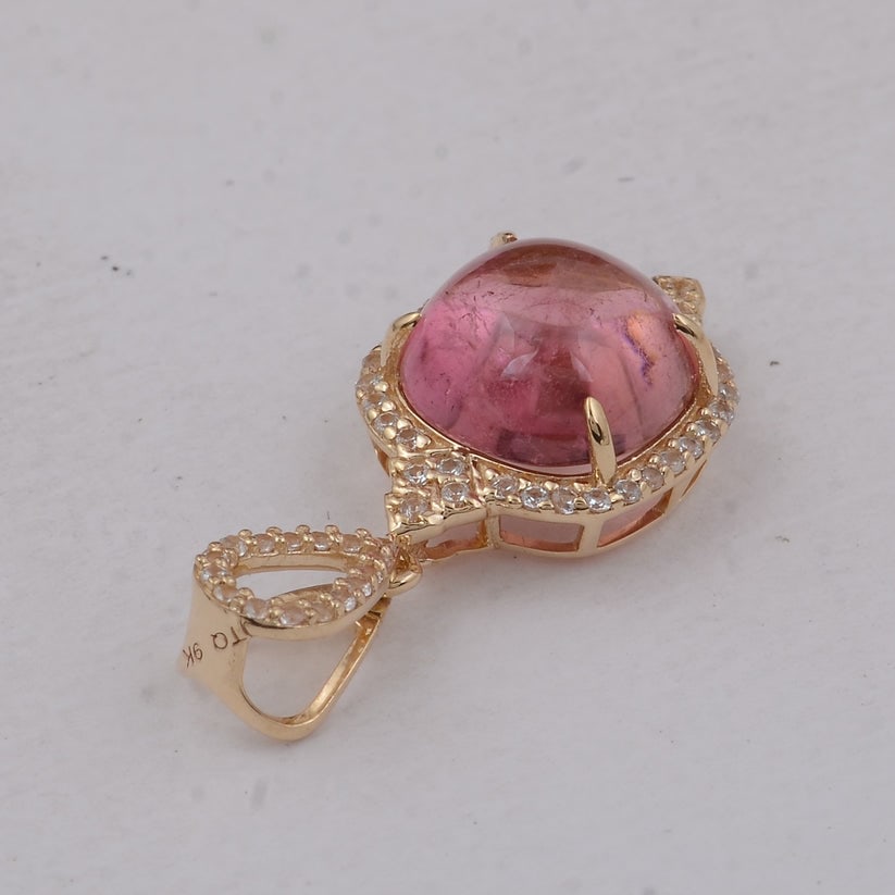 3.57 Ct Cushion Tourmaline 9K Gold Pendant - 2
