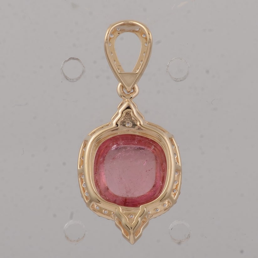 3.57 Ct Cushion Tourmaline 9K Gold Pendant - 4
