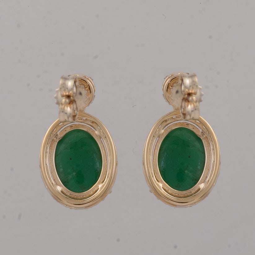 3.63 Ct Oval Emerald 9K Gold Earrings - 4
