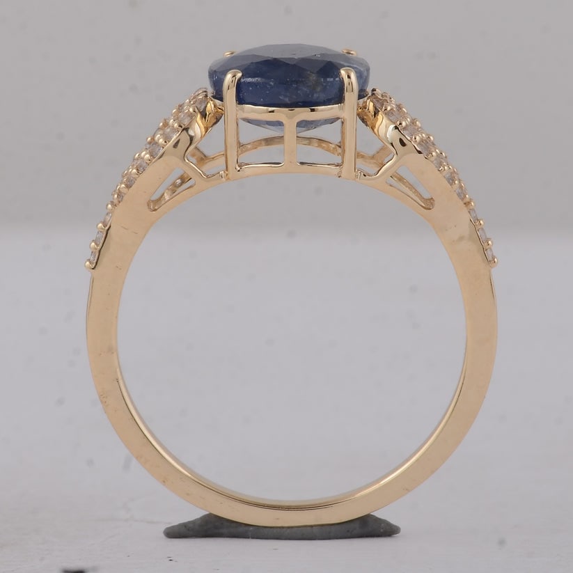 2.92 Ct Round Sapphire 9K Gold Ring - 2