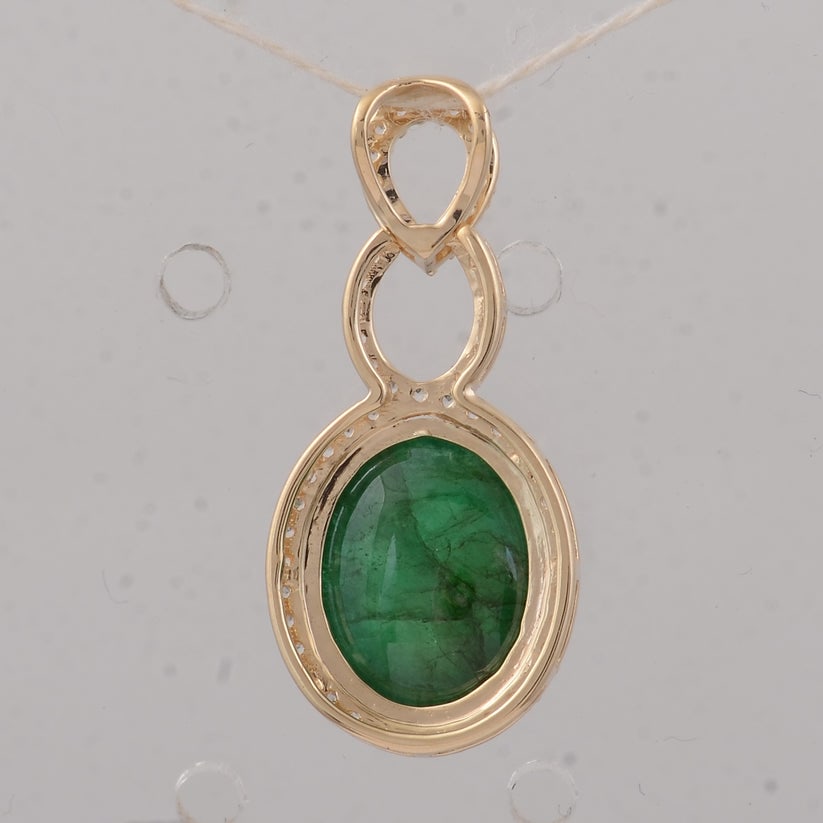 3.75 Ct Oval Emerald 9K Gold Pendant - 2