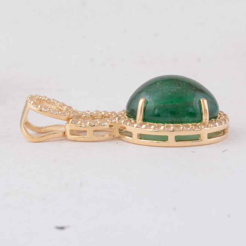 3.75 Ct Oval Emerald 9K Gold Pendant - 3