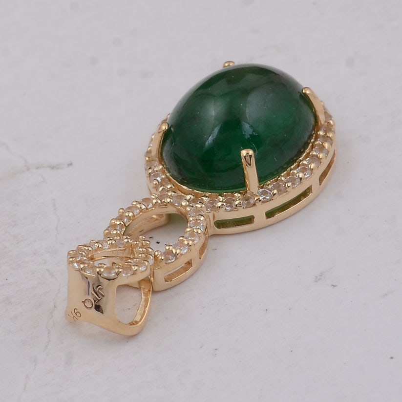 3.75 Ct Oval Emerald 9K Gold Pendant - 4