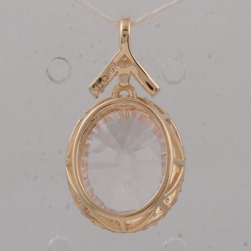 3.66 Ct Oval Morganite 9K Gold Pendant - 2