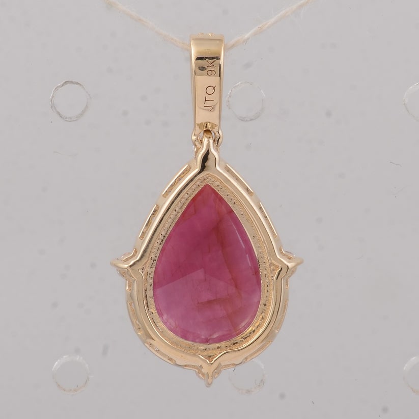 2.28 Ct Pear Ruby 9K Gold Pendant - 2