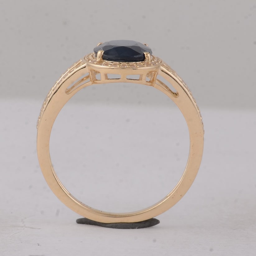 2.38 Ct Cushion Sapphire 9K Gold Ring - 4