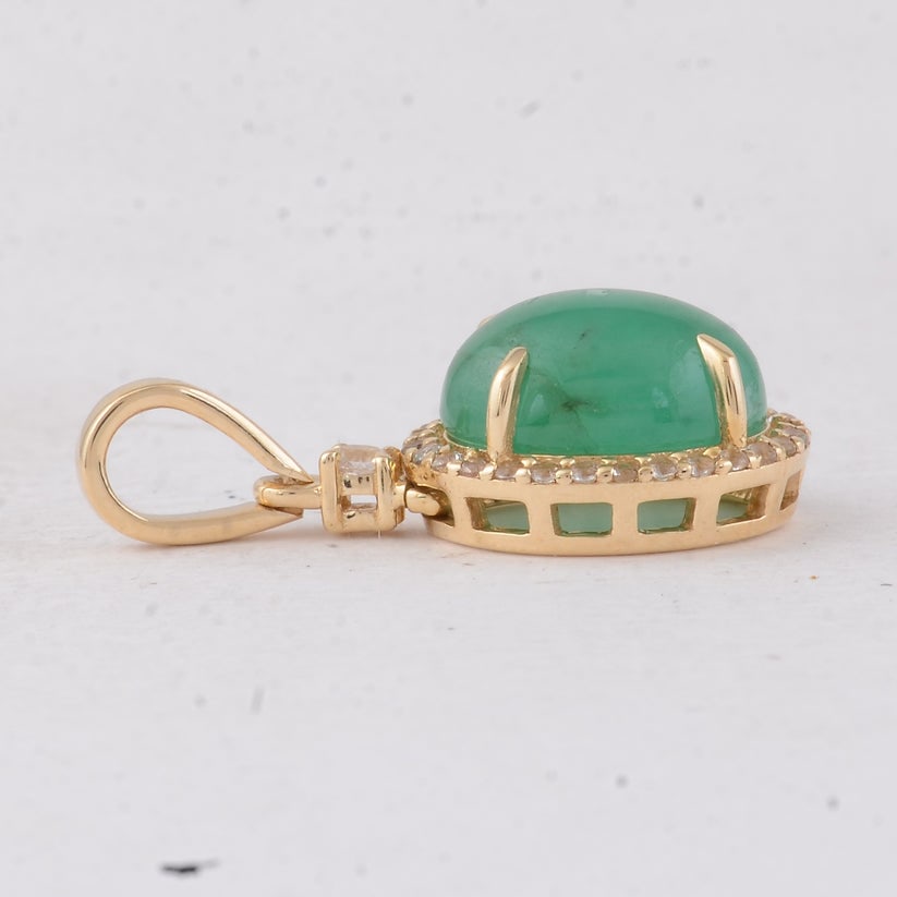 2.37 Ct Oval Emerald 9K Gold Pendant - 4