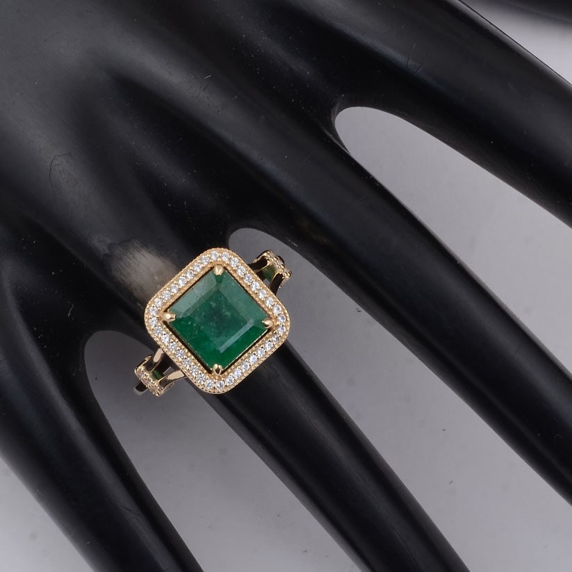 2.17 Ct Octagon Emerald 9K Gold Ring - 2