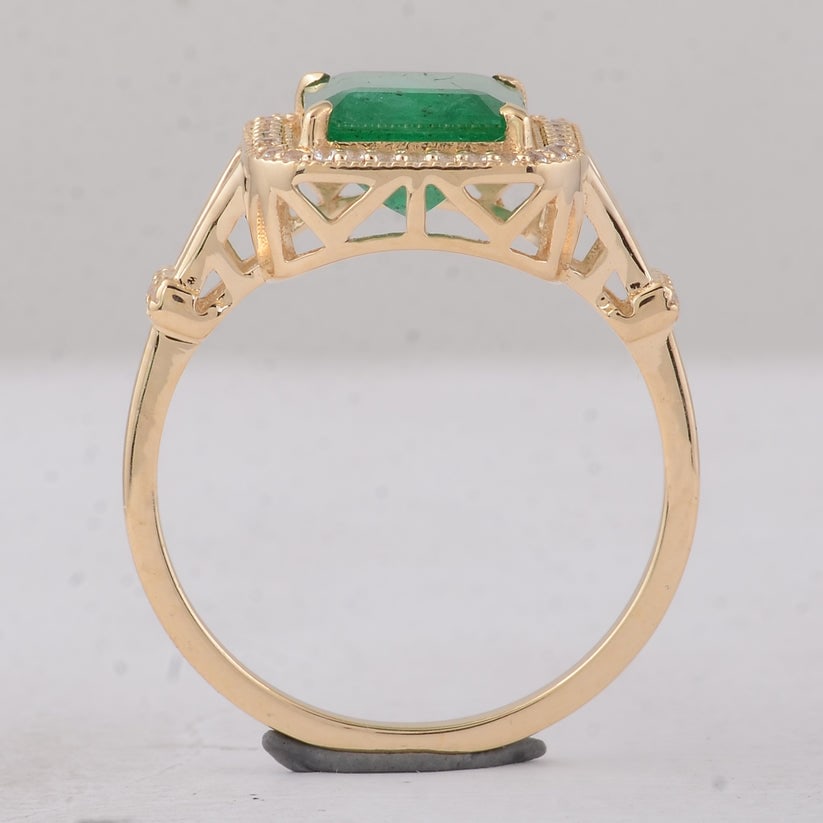 2.17 Ct Octagon Emerald 9K Gold Ring - 4