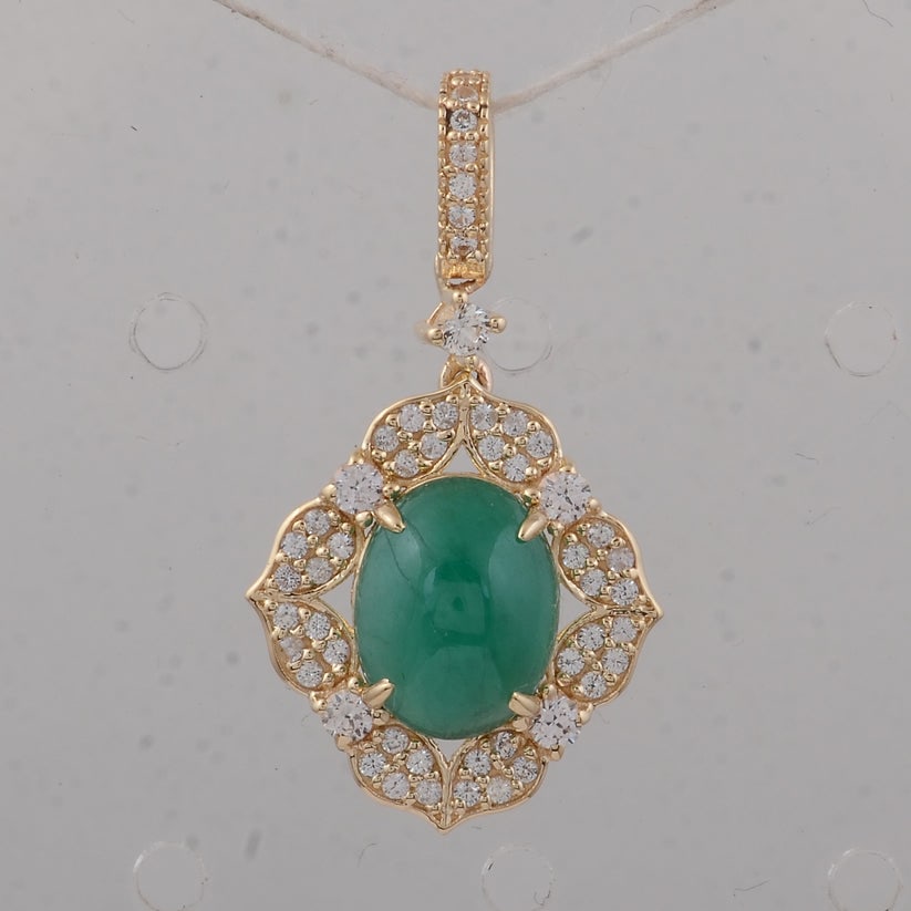 2.24 Ct Oval Emerald 9K Gold Pendant (1 of 5)