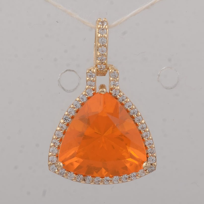 2.31 Ct Trillion Fire Opal 9K Gold Pendant (1 of 5)