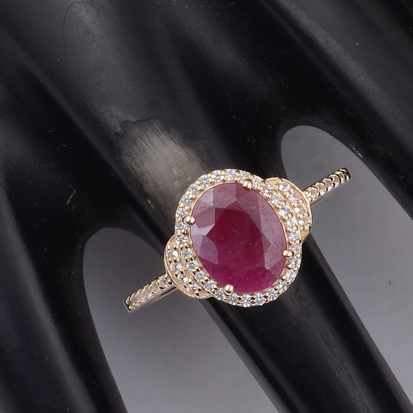 2.09 Ct Oval Ruby 9K Gold Ring - 2