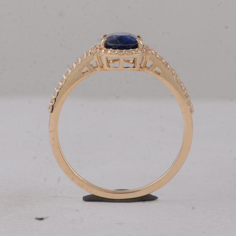 1.59 Ct Oval Sapphire 9K Gold Ring - 4