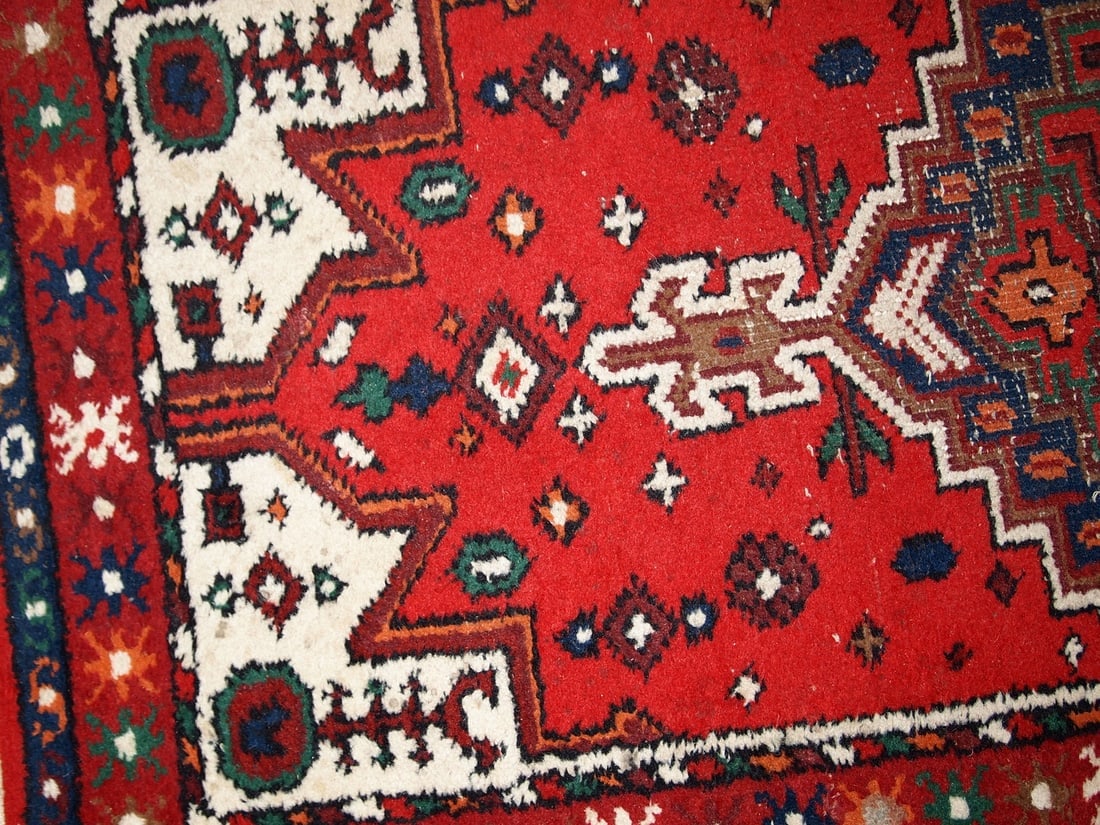 Handmade vintage Persian Hamadan rug 2.4' x 4.4' (75cm x 136cm) 1970s - 7
