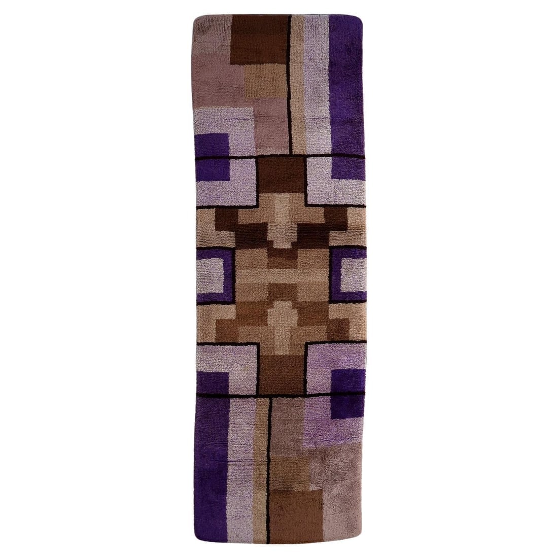 Vintage French Savonnerie Runner Modernist Design 2.9' x 8.5' - 1970s (1 of 13)