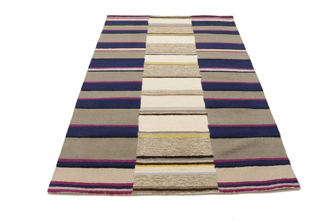Multicolored Stripes 5X8 Hand-Tufted Modern Rug - 3