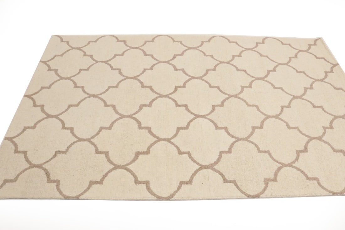 Cream Trellis 5X8 Hand-Tufted Modern Rug - 5