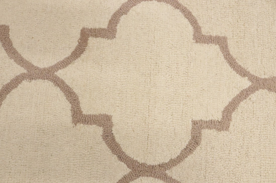 Cream Trellis 5X8 Hand-Tufted Modern Rug - 9