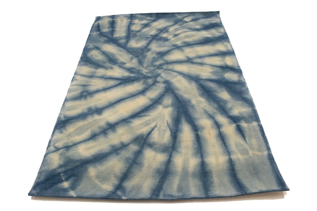 Navy Blue Tie-Dye 5X8 Hand-Tufted Modern Rug - 3