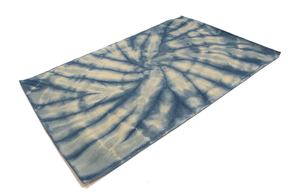 Navy Blue Tie-Dye 5X8 Hand-Tufted Modern Rug - 4