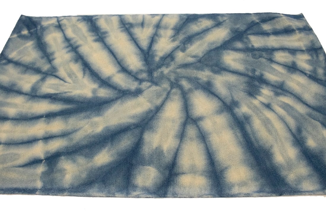 Navy Blue Tie-Dye 5X8 Hand-Tufted Modern Rug - 6
