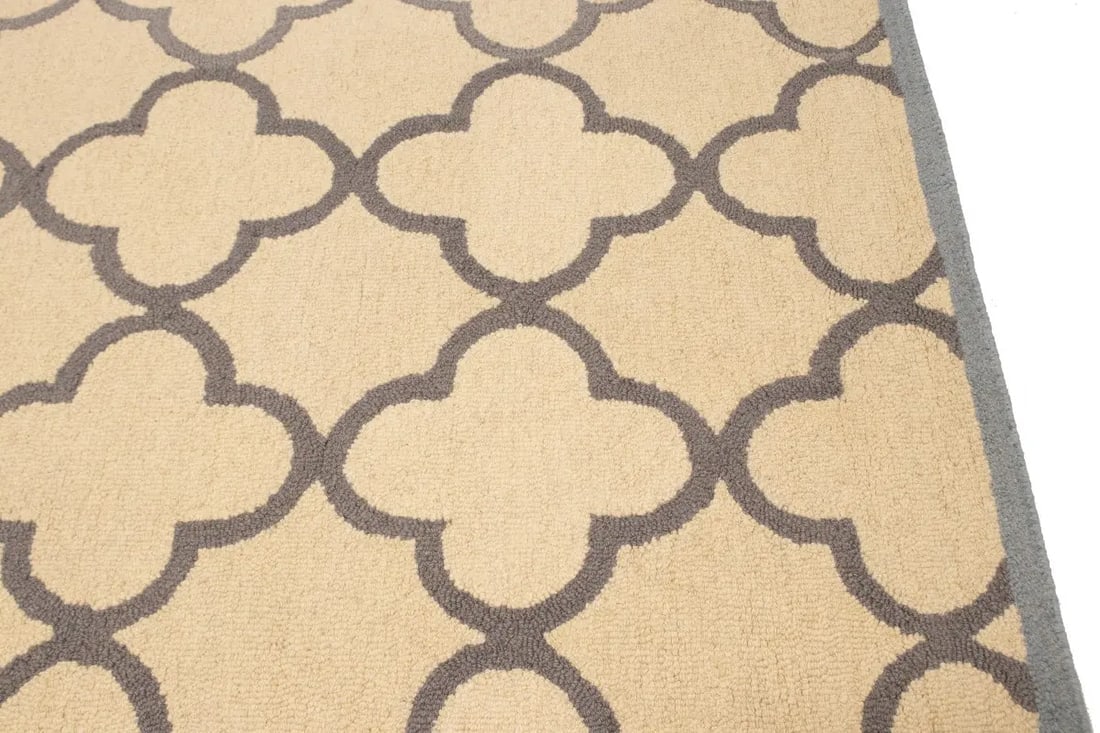 Cream & Taupe Trellis 5X8 Hand-Tufted Modern Rug - 11