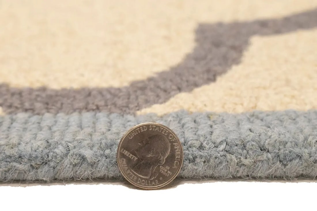 Cream & Taupe Trellis 5X8 Hand-Tufted Modern Rug - 14