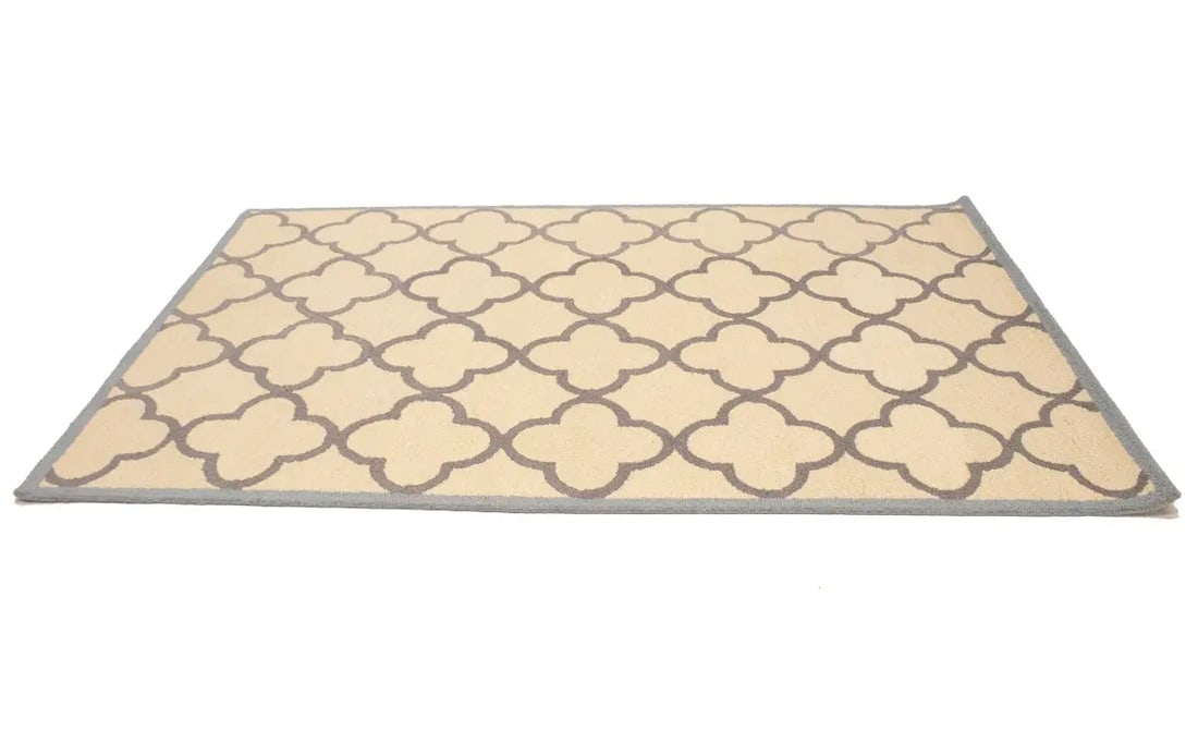 Cream & Taupe Trellis 5X8 Hand-Tufted Modern Rug - 5