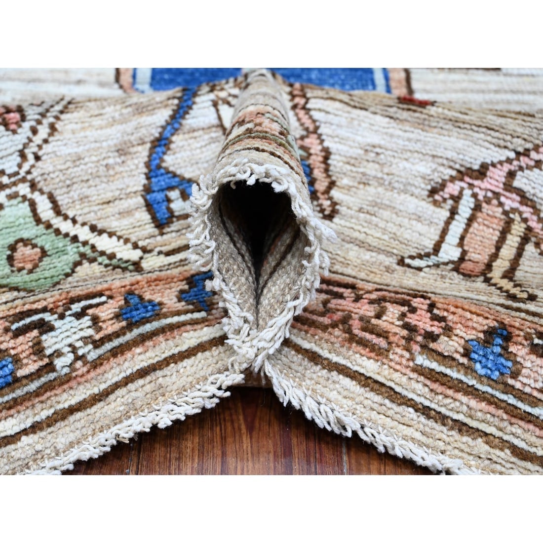 Chrome Gray Turkish Village Motifs Hand Knotted Wool Oriental Rug - 5