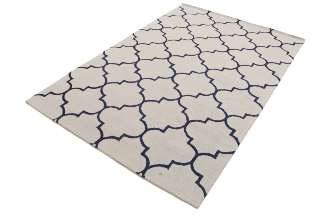 Cream Trellis 5X8 Hand-Tufted Modern Rug - 4