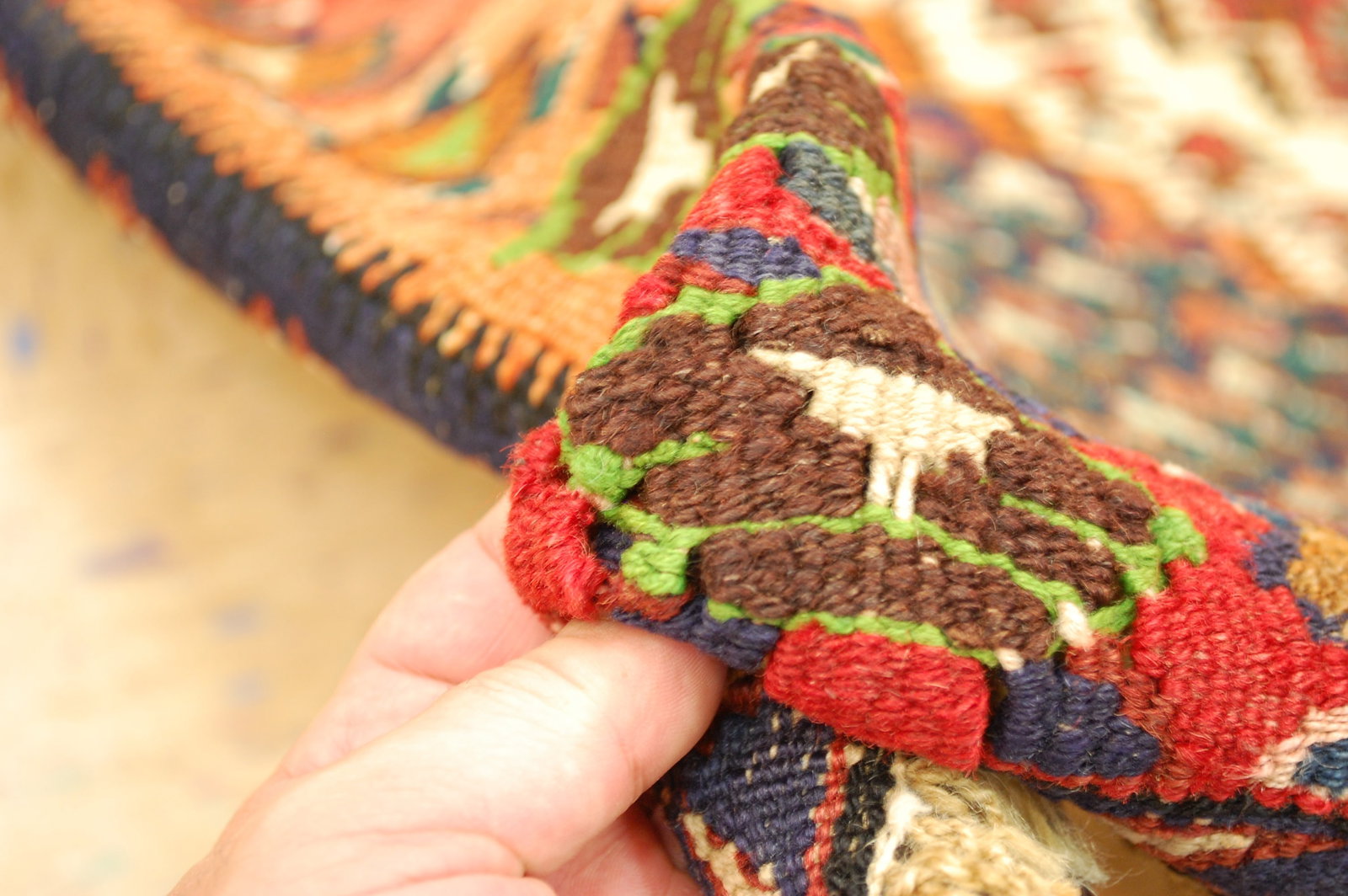 Persian SENNEH KILIM RUG 3'10" x 4'3" - 9