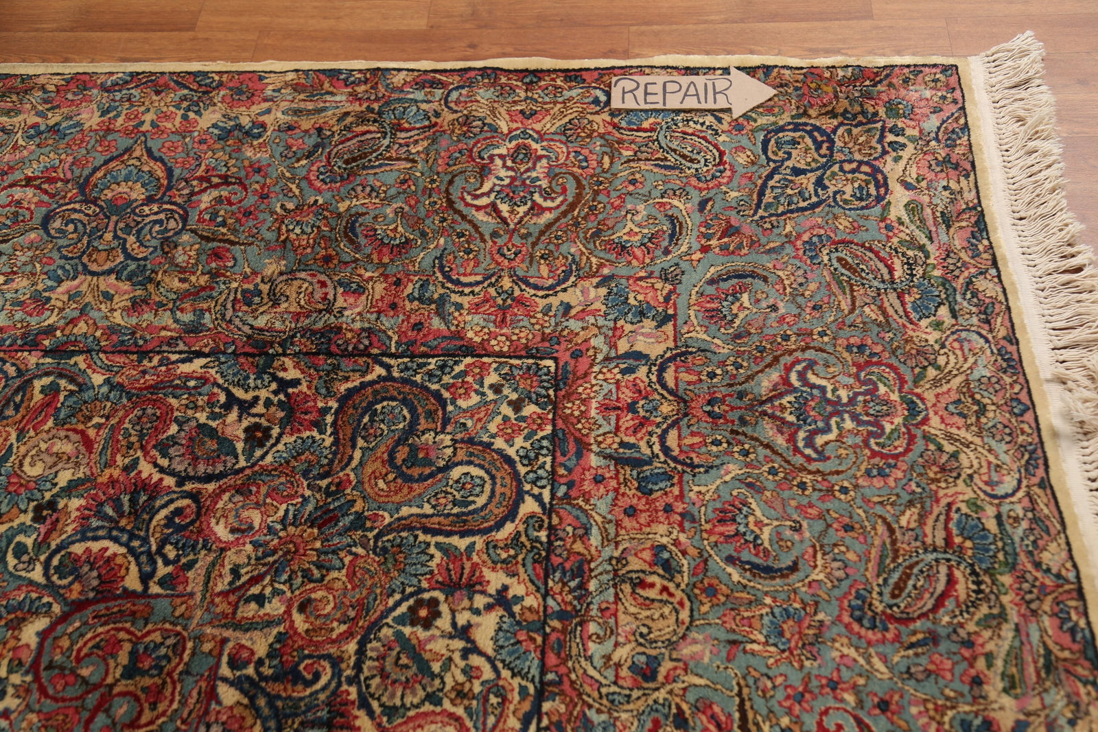 Pre-1900 Vegetable Dye Kerman Persian Large Rug 11x18 - 15