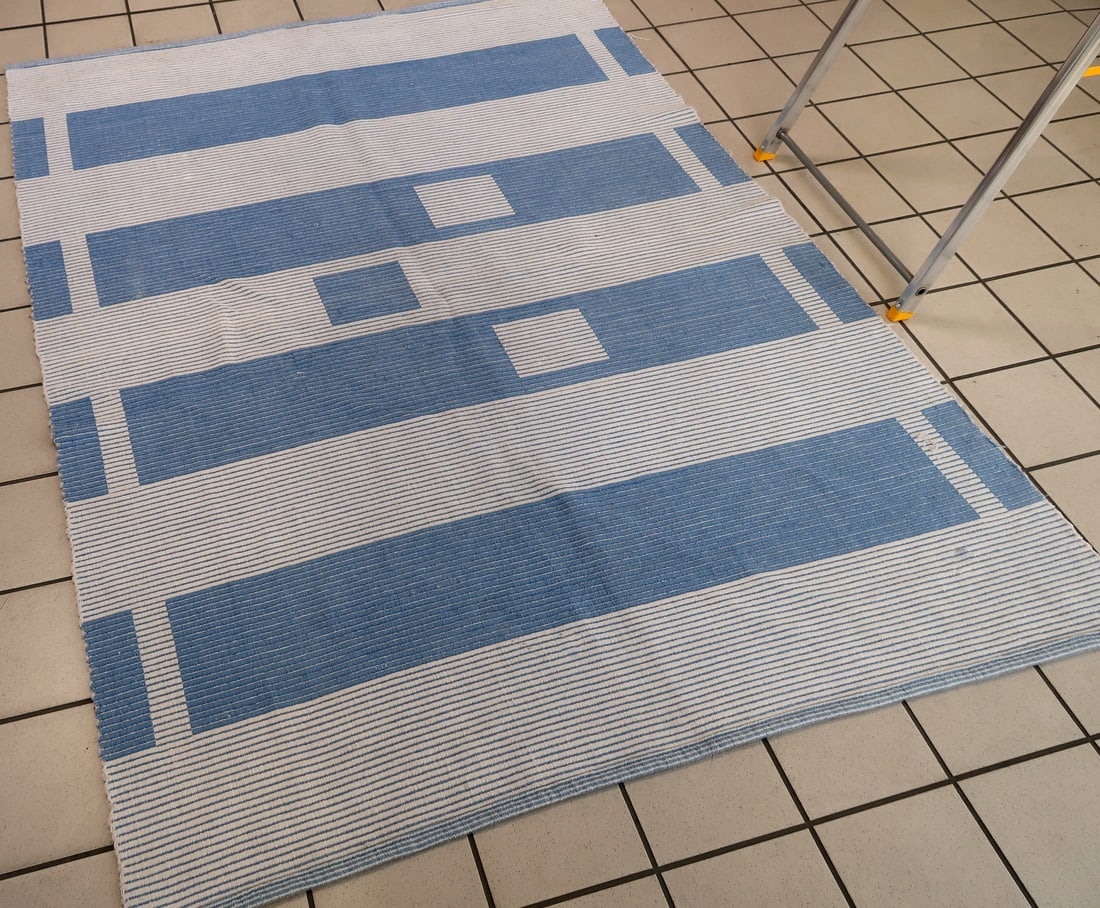 Handmade vintage Indian Dhurri kilim 4.6' x 6.3' (141cm x 193cm) 1970s - 10